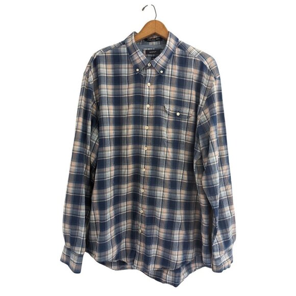 Gant Regular Fit Lightweight Plaid Button Down Shirt Men's Size 2XL - Picture 1 of 7